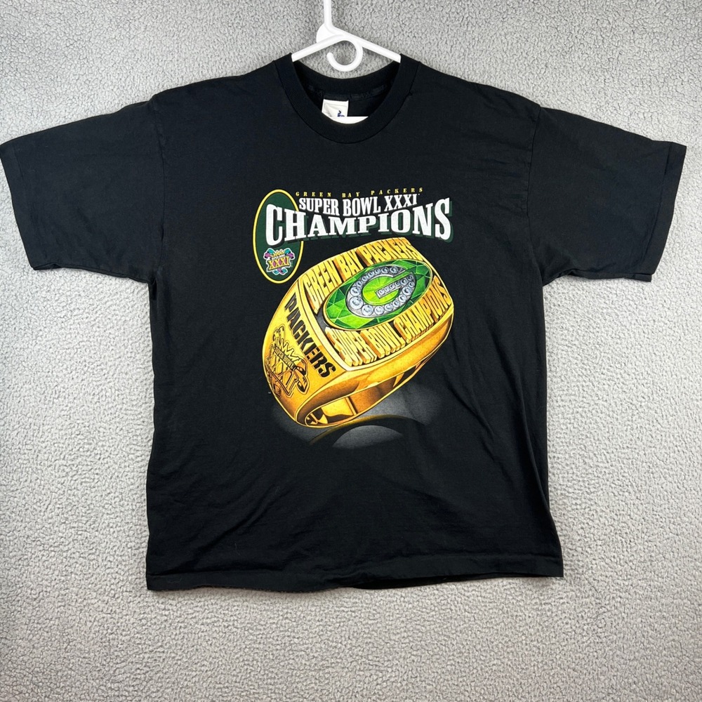 VTG Pro Player Green Bay Packers Super Bowl XXXI Champions Ring Shirt Black XXL